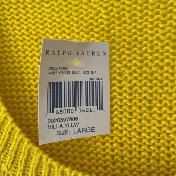 Ralph Lauren Villa Yellow Scoop Neck Open Weave knit sweater NWTS Large - Picture 7 of 8